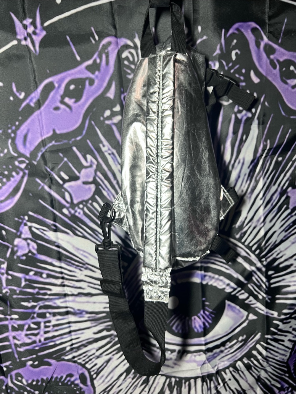 Paco Rabanne Metallic Silver Sling Backpack - Picture 4 of 4